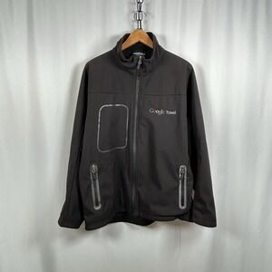 Google Jacket Men's Large Black Landway Windbreaker Tech Silicon Valley Full Zip